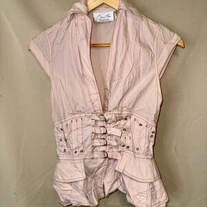 Byron Lars Beauty Mark Female Hysteria Soft Pink Corset Peplum Belted top